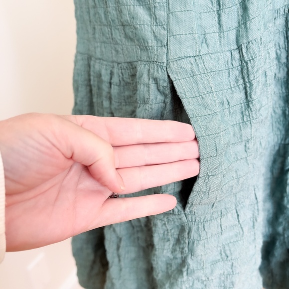 Sage Green Tiered Ruffled Babydoll Tunic Dress with Pockets Fairy - Large - Picture 5 of 10